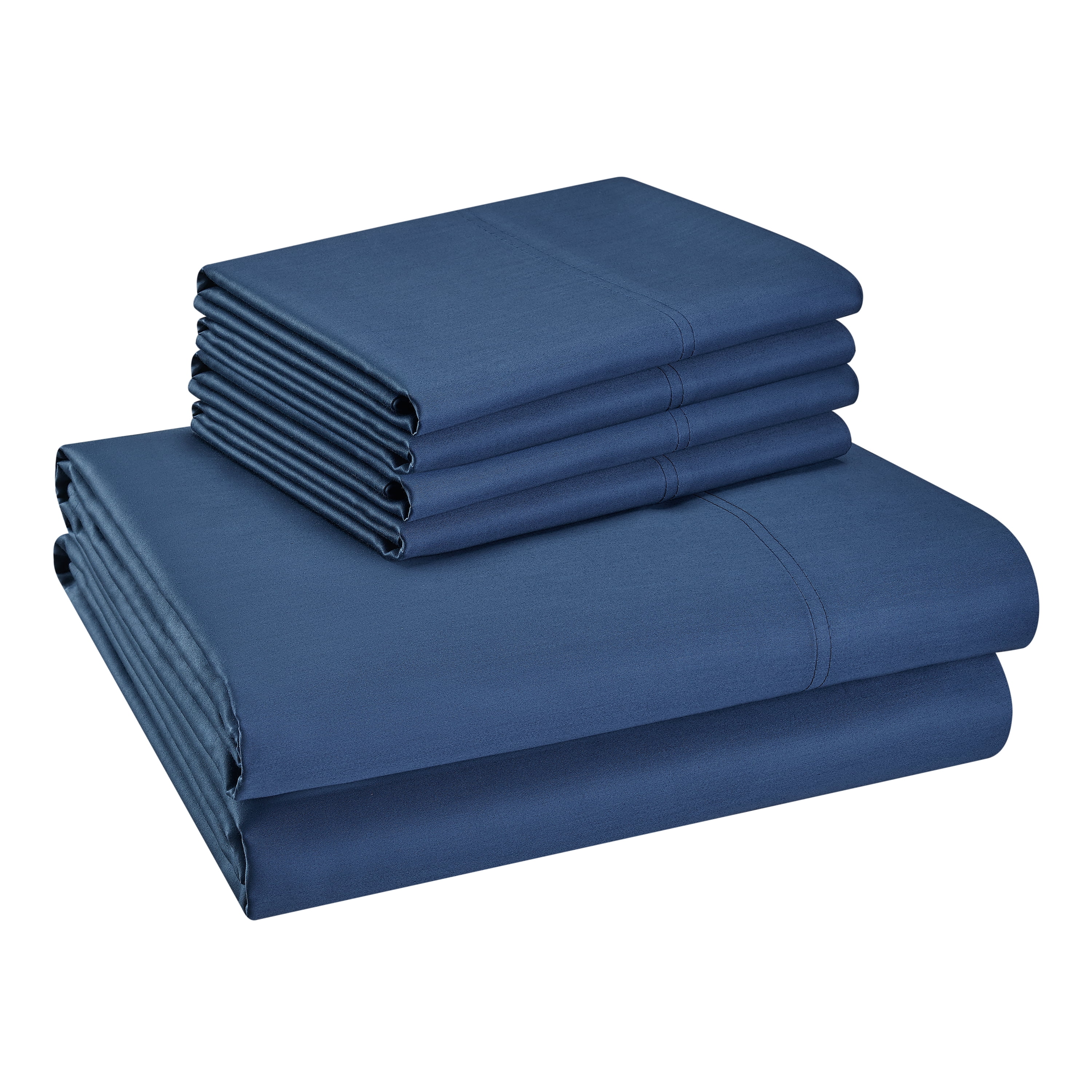 Hotel Style 800 Thread Count Cotton Rich Sateen Bed Sheet Set, Full, Navy, Set of 6