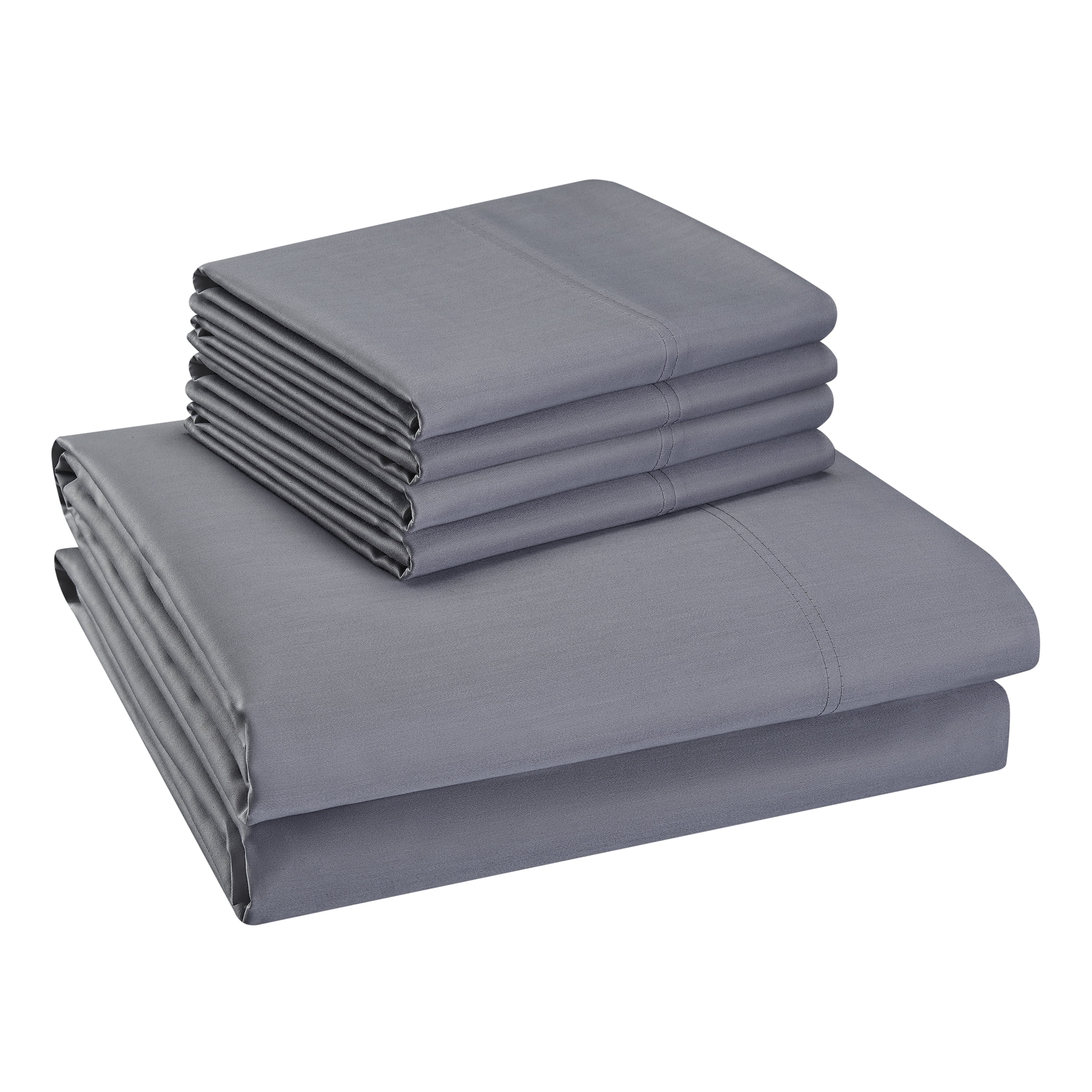 Hotel Style 800 Thread Count Cotton Rich Sateen Bed Sheet Set, King, Gray, Set of 6