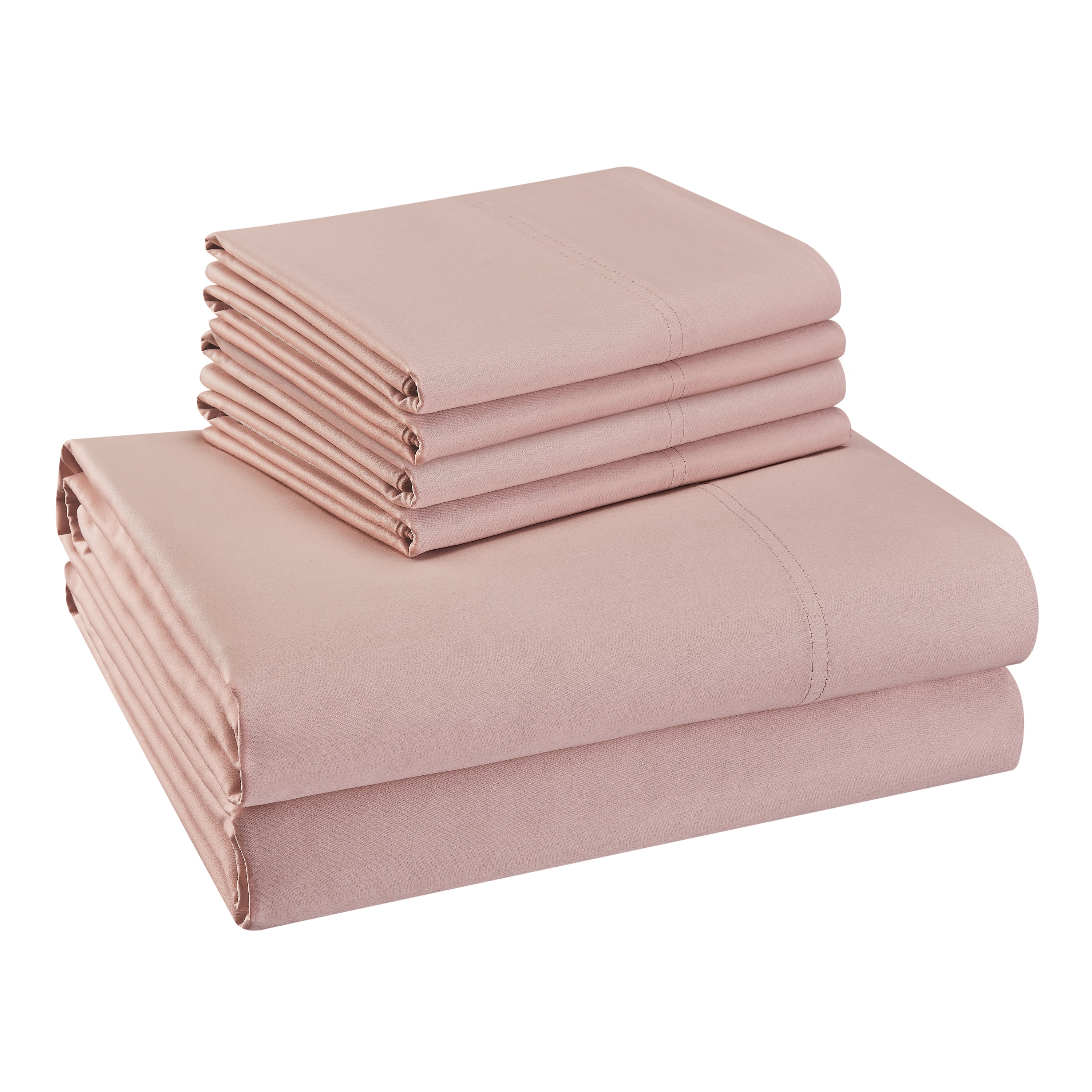 Hotel Style 800 Thread Count Cotton Rich Sateen Bed Sheet Set, King, Pink, Set of 6