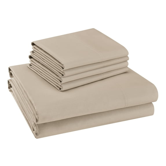 Hotel Style 800 Thread Count Cotton Rich Sateen Bed Sheet Set, Queen, Beige, Set of 6