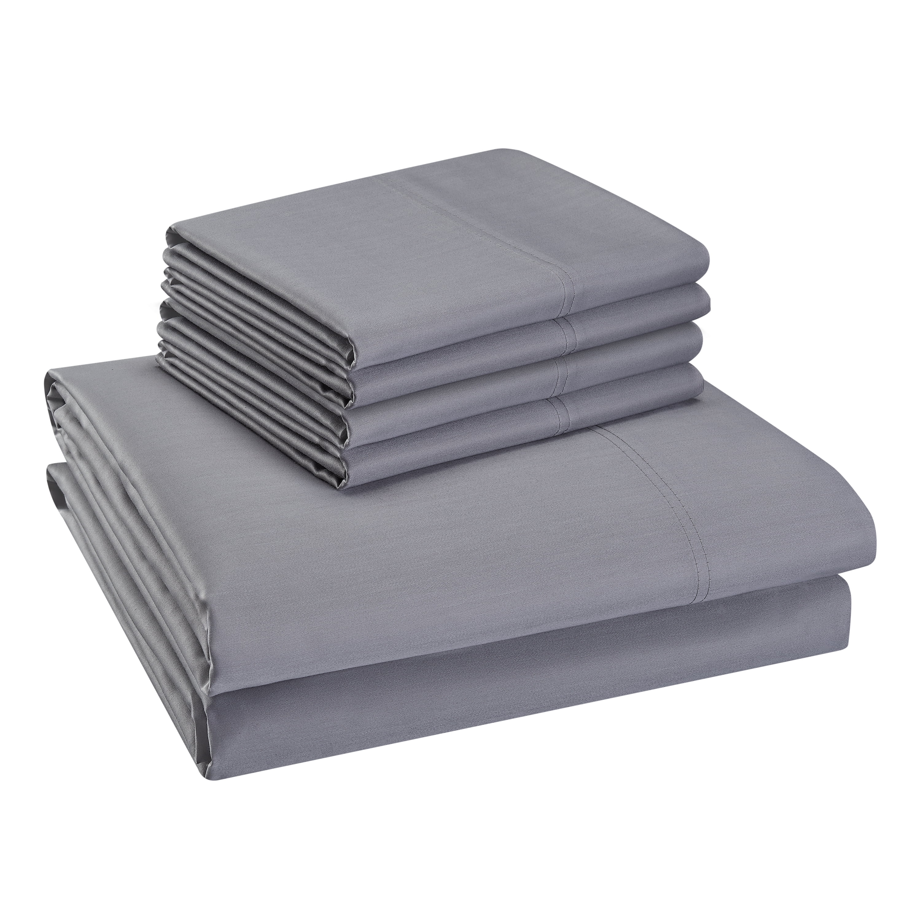 Hotel Style 800 Thread Count Cotton Rich Sateen Bed Sheet Set, Queen, Gray,  Set of 6 