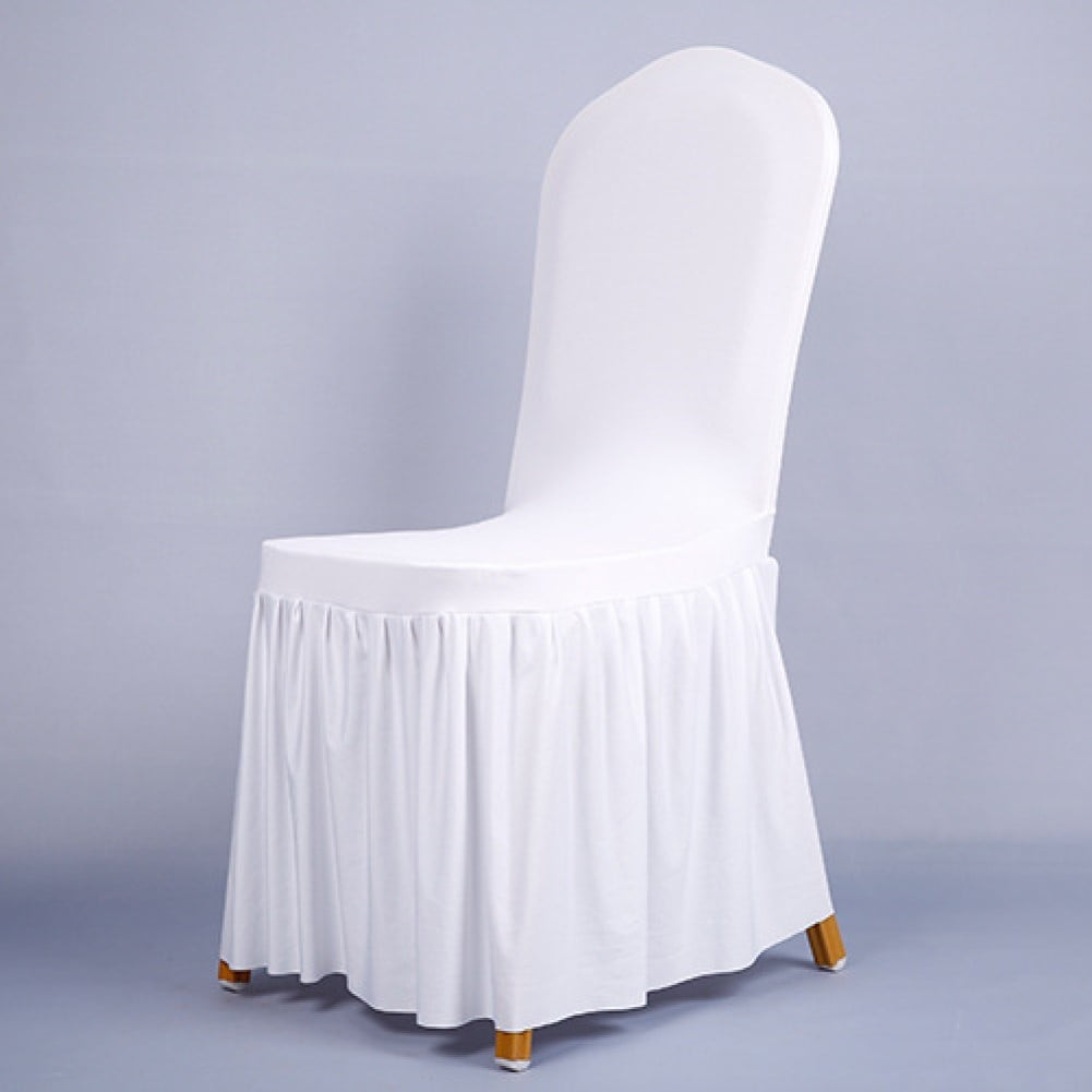 Hotel Style Banquet Chair Cover Oxford Skirt Chair Cover White