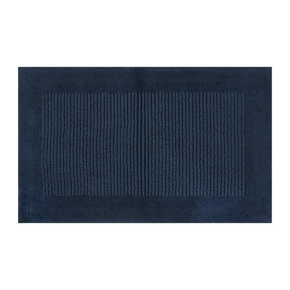 Hotel Style Blue 2-Piece Egyptian Cotton Reversible 17" x 24" Bath Rug Set