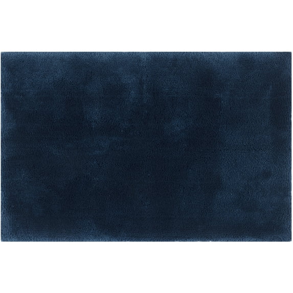 Hotel Style Blue Micro-Polyester 21" x 34" Bath Rug