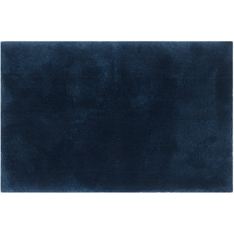 Hotel Style Micro-Polyester Blue 24 in x 40 in Bath Rug