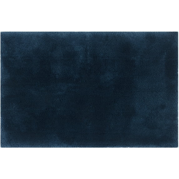 Hotel Style Blue Micro-Polyester 24" x 40" Bath Rug