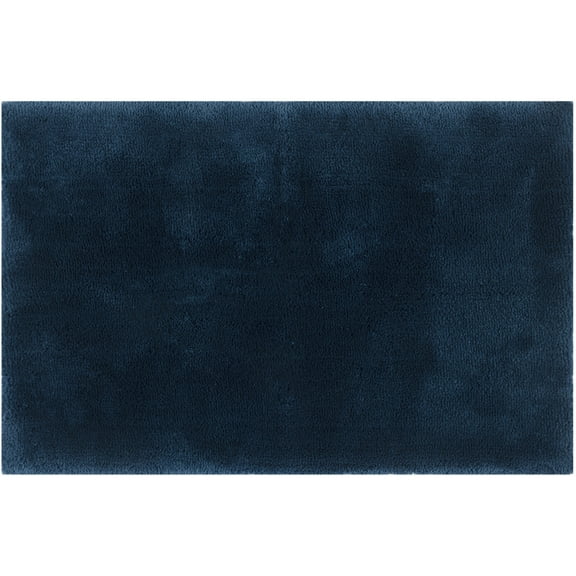 Hotel Style Blue Micro-Polyester 24" x 40" Bath Rug