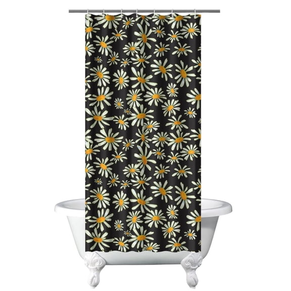 Hotel Style Daisy Shower Curtain Waterproof Quick-Dry Machine Washable Elegant Floral Boho Bath Decor