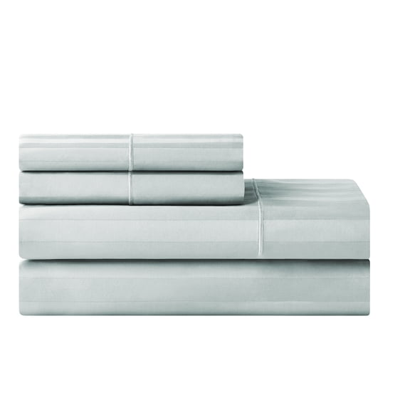 Hotel Style Egyptian Cotton 4-Piece Sheet Set, Queen, Duck Egg Damask Stripe, 600 Thread Count, Deep Pocket