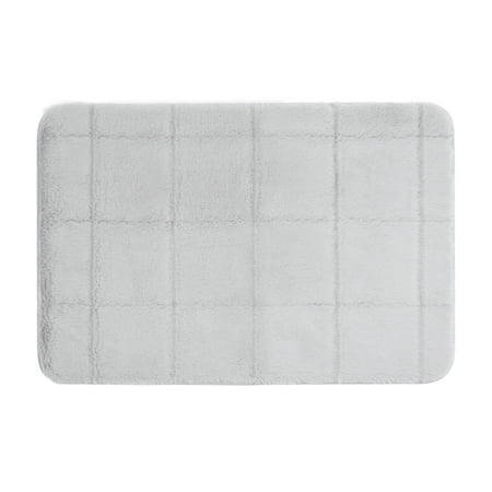 Hotel Style Faux Fur Memory Foam Bath Rug, 18” x 27” Silver