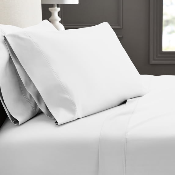 Hotel Style Luxury 4-Piece 600 Thread Count White Solid Cotton Bed Sheet Set, King