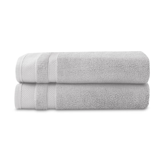 Hotel Style Luxury 2pk Bath Towel Set, Soft and Absorbent, U.S. Cotton & Lyocell Blend, Fade-Resistant, Grey