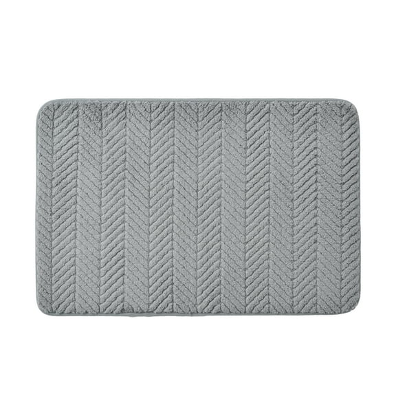 Hotel Style Plush Memory Foam Bath Mat, Gray, 18" x 27"