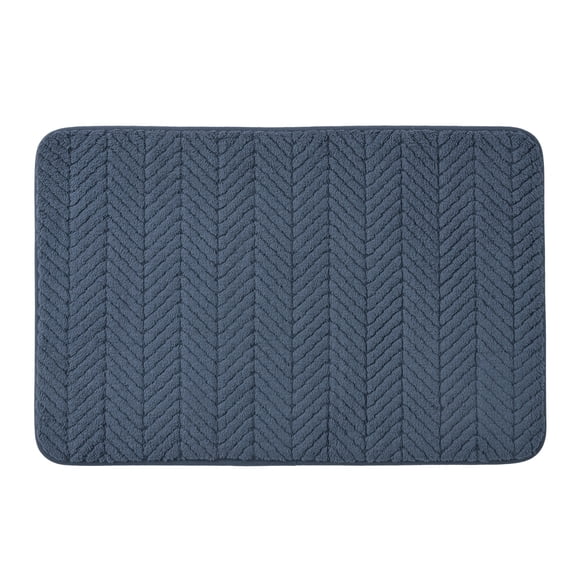 Hotel Style Plush Memory Foam Bath Mat Navy 18" X 27"