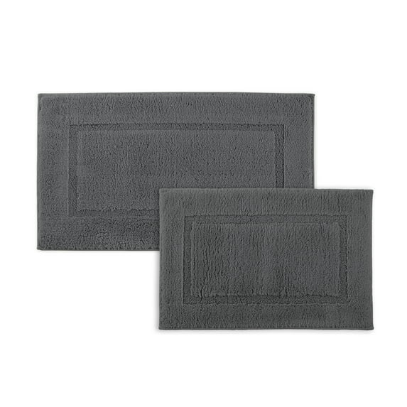 Hotel Style Organic Cotton Luxury 2-Piece Bath Rug Set, Charcoal Sky
