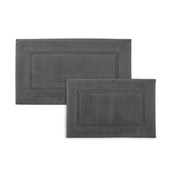 Hotel Style Organic Cotton Luxury 2-Piece Bath Rug Set, Charcoal Sky