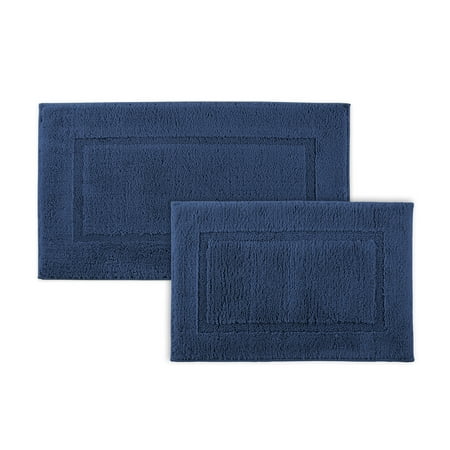 Hotel Style Organic Cotton Luxury 2-Piece Bath Rug Set, Marine Deep