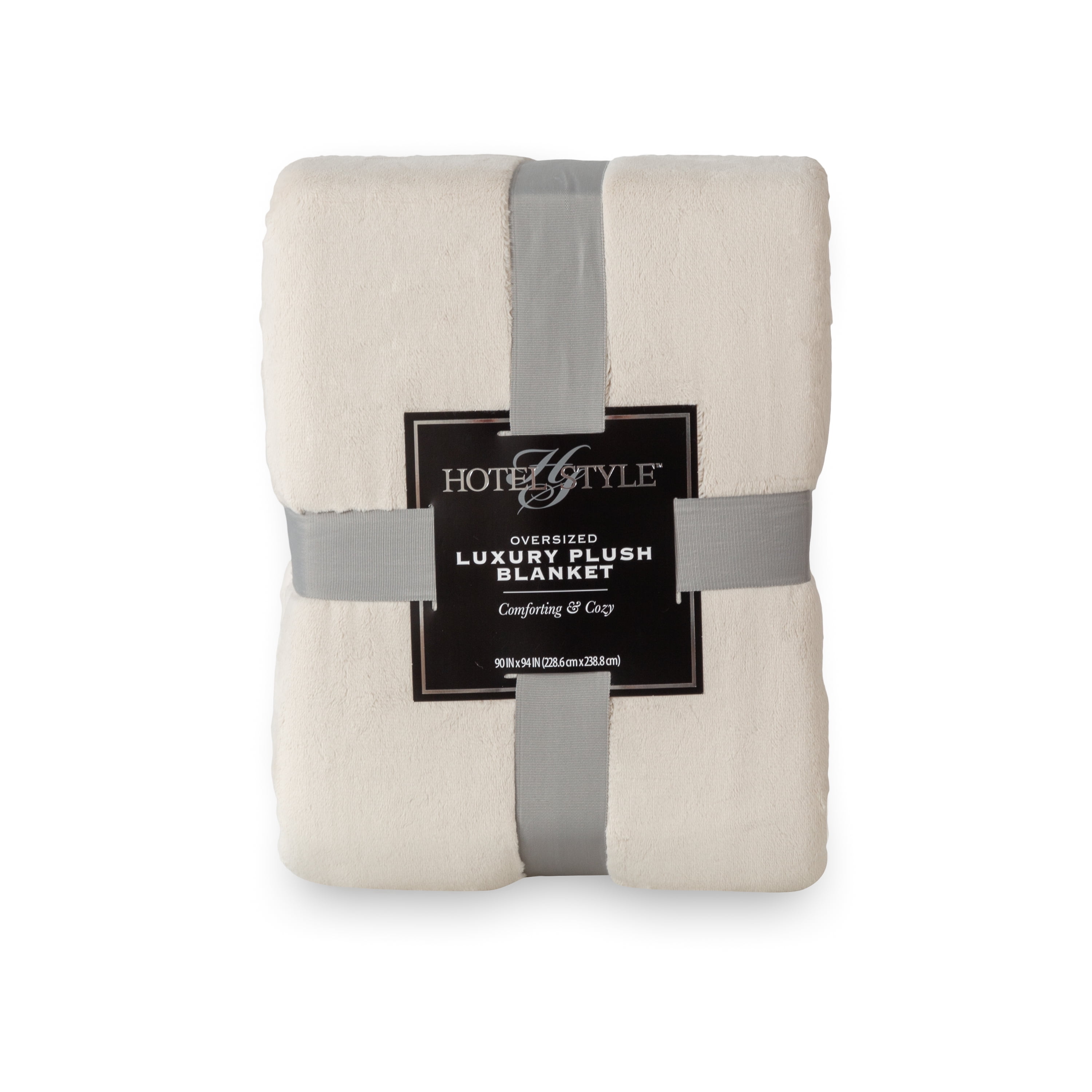 Hotel Style Oversized Luxury Plush Bed Blanket in Full/Queen, 90” x 94”, Ivory