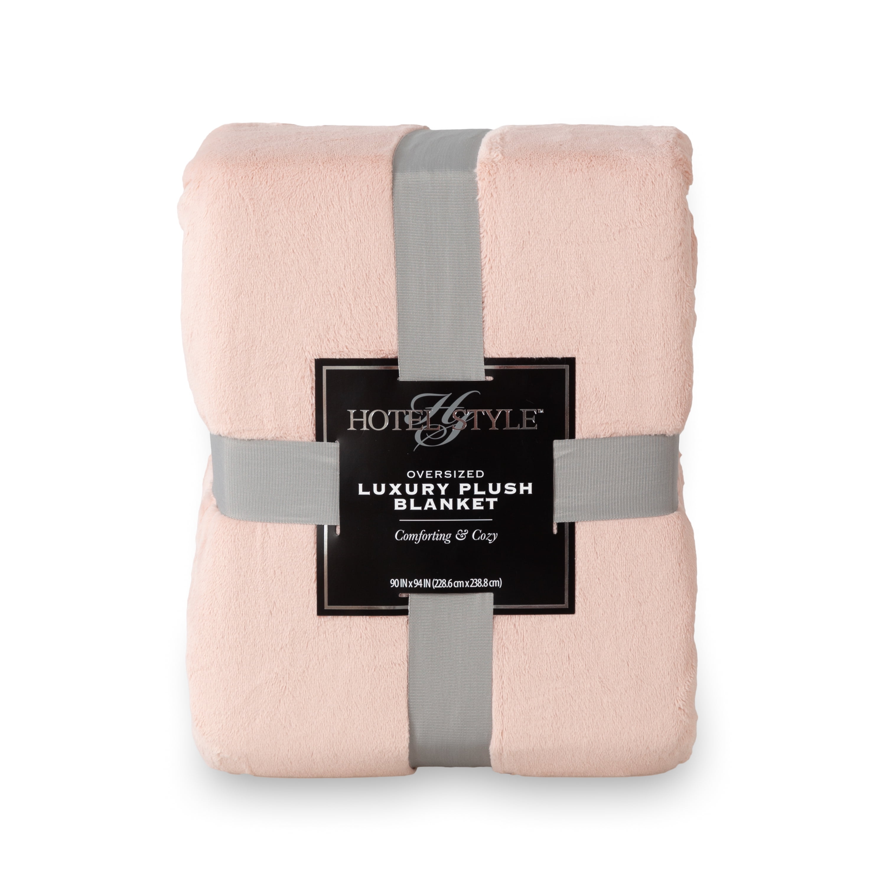 Hotel Style Oversized Luxury Plush Bed Blanket in Full/Queen, 90” x 94”, Pink