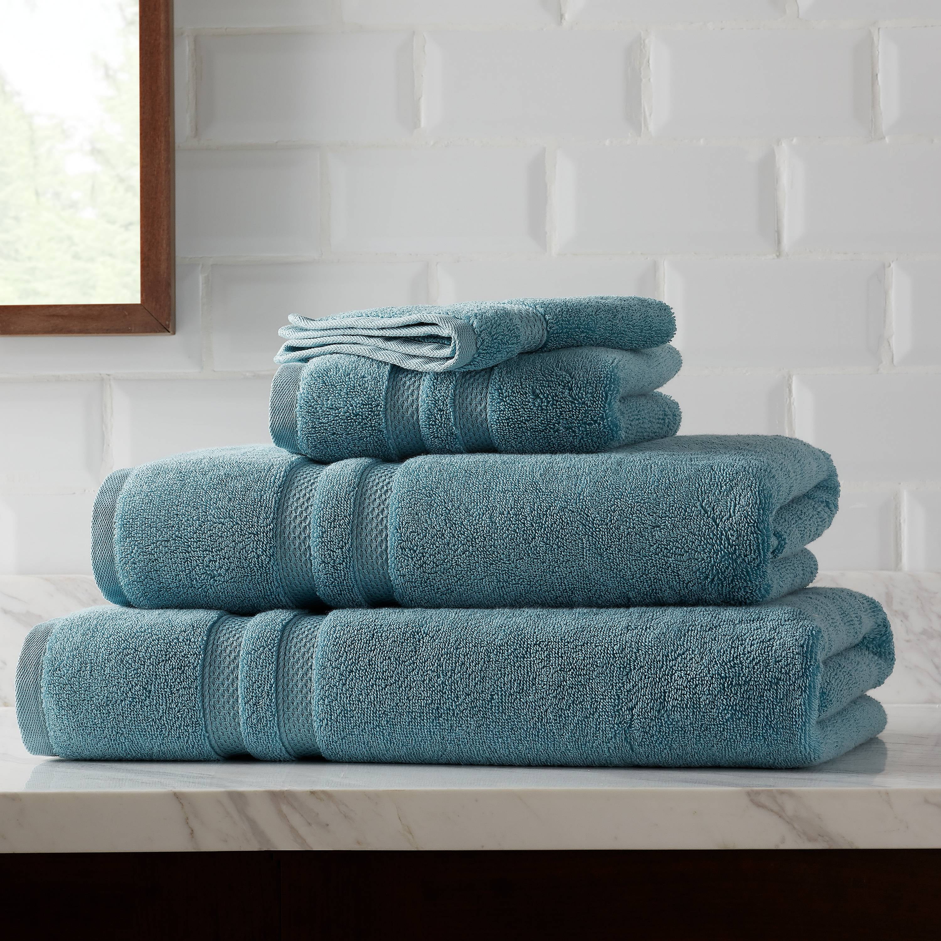 Hotel Style Turkish Cotton Bath Towel Collection Solid Print Teal 6 Piece  Set 