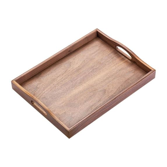 Hotel Tea Serving Tray, Dual Handles Food Plate Wooden Food Dishes Creative Food Serving Pan for Restaurant Household Dinnerware Milk Drinks , L L