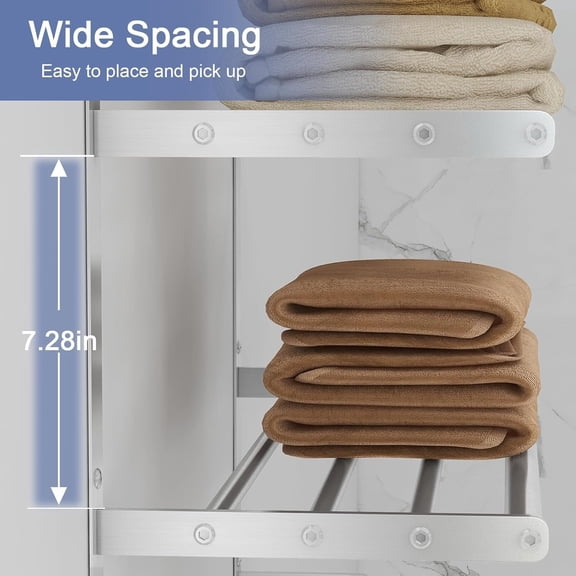 Hotel Towel Racks for Bathroom Wall Mounted, 24 Inch Towel Shelf for Bathroom, 3-Tier Bathroom Towel Rack with Tower Bars, Brushed Nickel