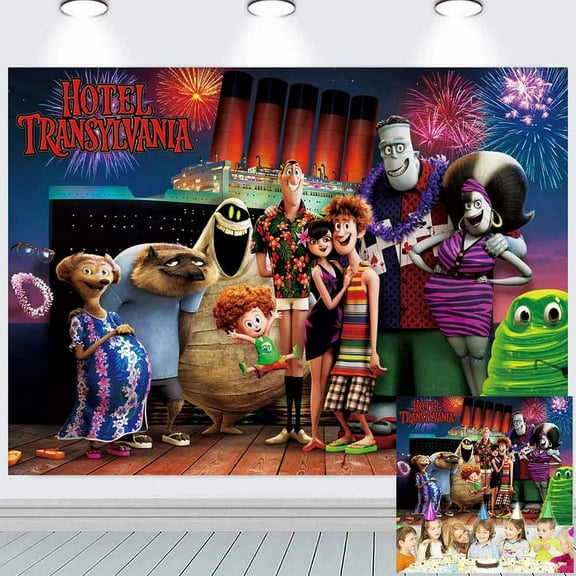 Hotel Transylvania Backdrop Banner Party Supplies Poster Movie Theme Background for Photography Kids Birthday Decorations