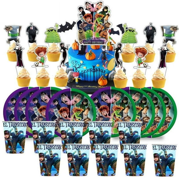 Hotel Transylvania Birthday Cups Party Supplies Plates Fans Decorations Cake Topper Decor