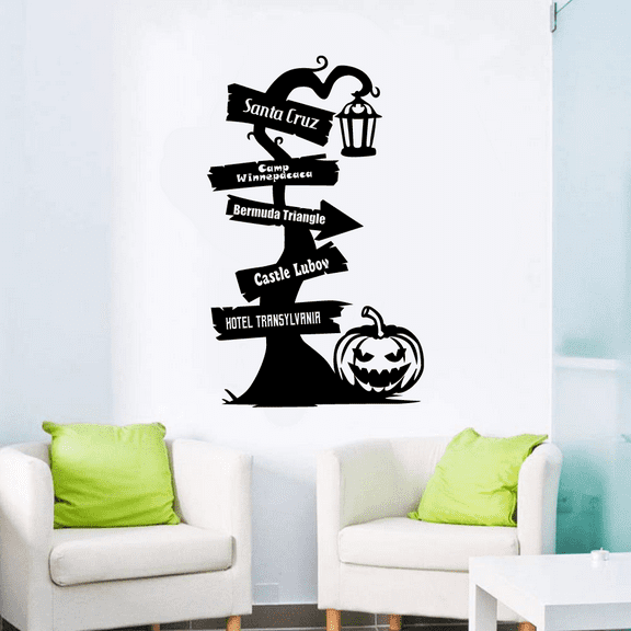 Hotel Transylvania Dracula Pathway Signage Cartoon Wall Sticker Art Decal for Girls Boys Room Bedroom Nursery Kindergarten House Fun Home Decors Stickers Wall Art Vinyl Decoration Size (40x24 inch)