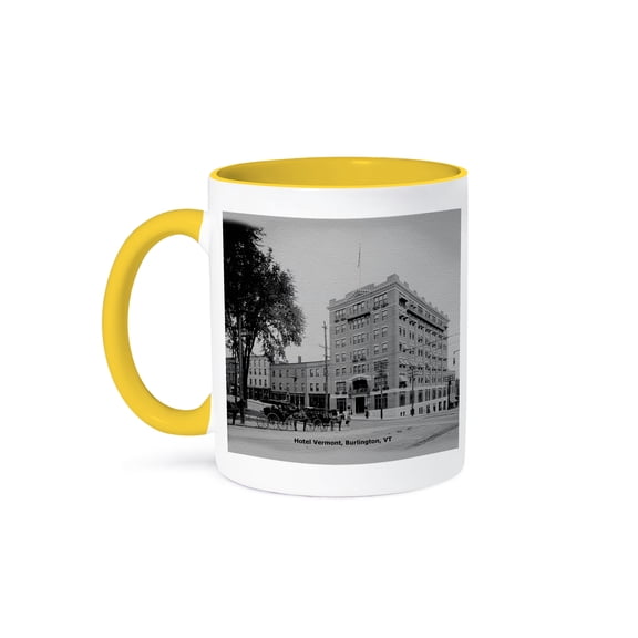 Hotel Vermont, Burlington, Vt (Vintage To 1906), 11oz Two-Tone Yellow Mug