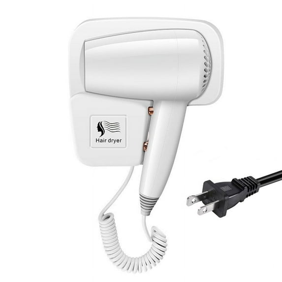 Hotel Wall Mount Hair Dryer Hairdryer for Home Bathroom Toilet Salon, 3-Speed, 1200W, White