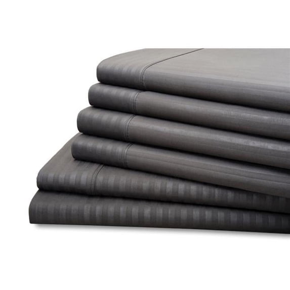 Hotel York Full Size Dobby Stripe Embossed Sheet Set, Platinum - 6 Piece