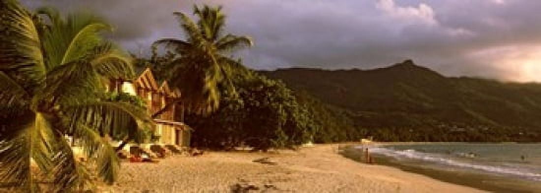 Hotel apartments on Beau Vallon beach Mahe Island Seychelles Canvas Art - Panoramic Images (18 x 7)