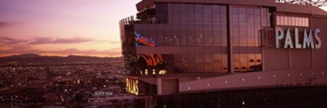 Hotel lit up at dusk Palms Casino Resort Las Vegas Nevada USA Canvas Art - Panoramic Images (18 x 6)