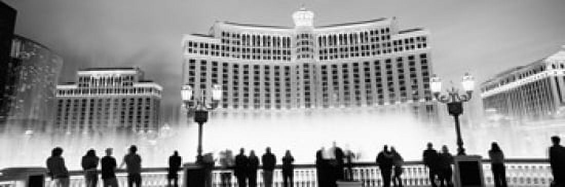 Hotel lit up at night Bellagio Resort And Casino The Strip Las Vegas Nevada USA Canvas Art - Panoramic Images (36 x 12)