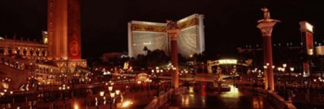 Hotel lit up at night The Mirage The Strip Las Vegas Nevada USA Canvas Art - Panoramic Images (18 x 6)