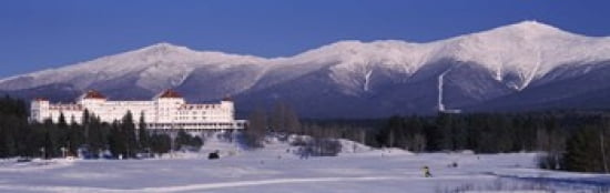 Hotel near snow covered mountains Mt Washington Hotel Resort Mount Washington Bretton Woods New Hampshire USA Canvas Art - Panoramic Images (36 x 12)