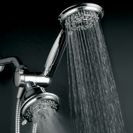 HotelSpa 30-Setting Dual Shower Heads Combo with Extra Long 6 ft. Stainless Steel Shower Hose
