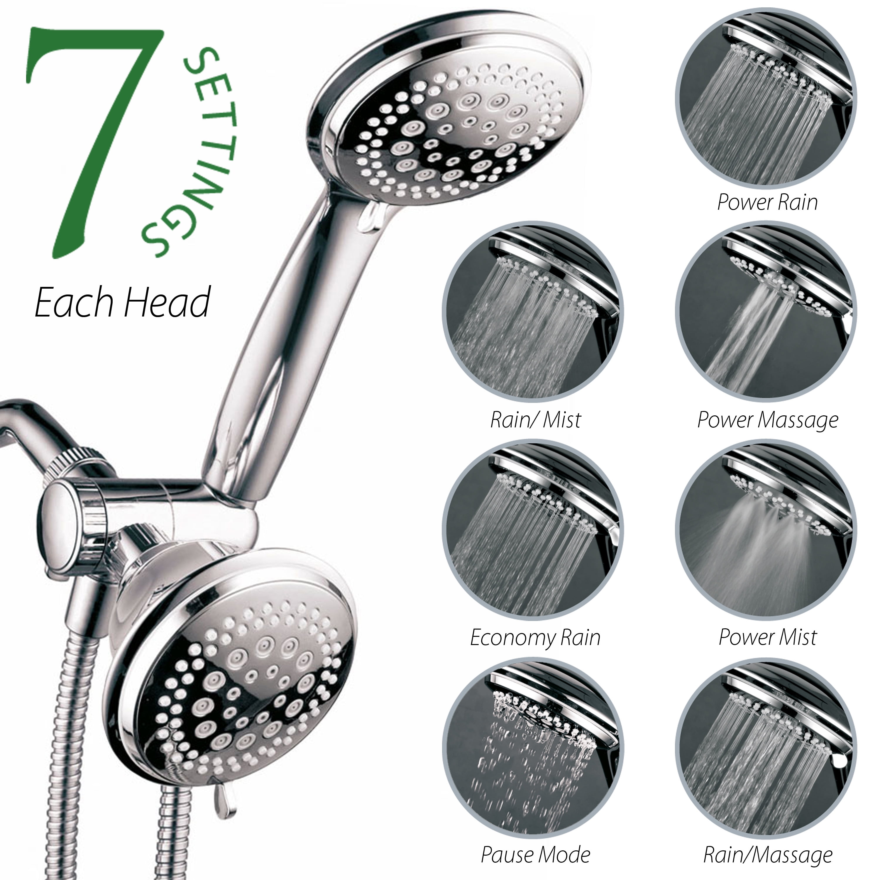 HotelSpa 36 Setting Luxury 3 Way Shower Combo with 4 Inch Shower Heads ...