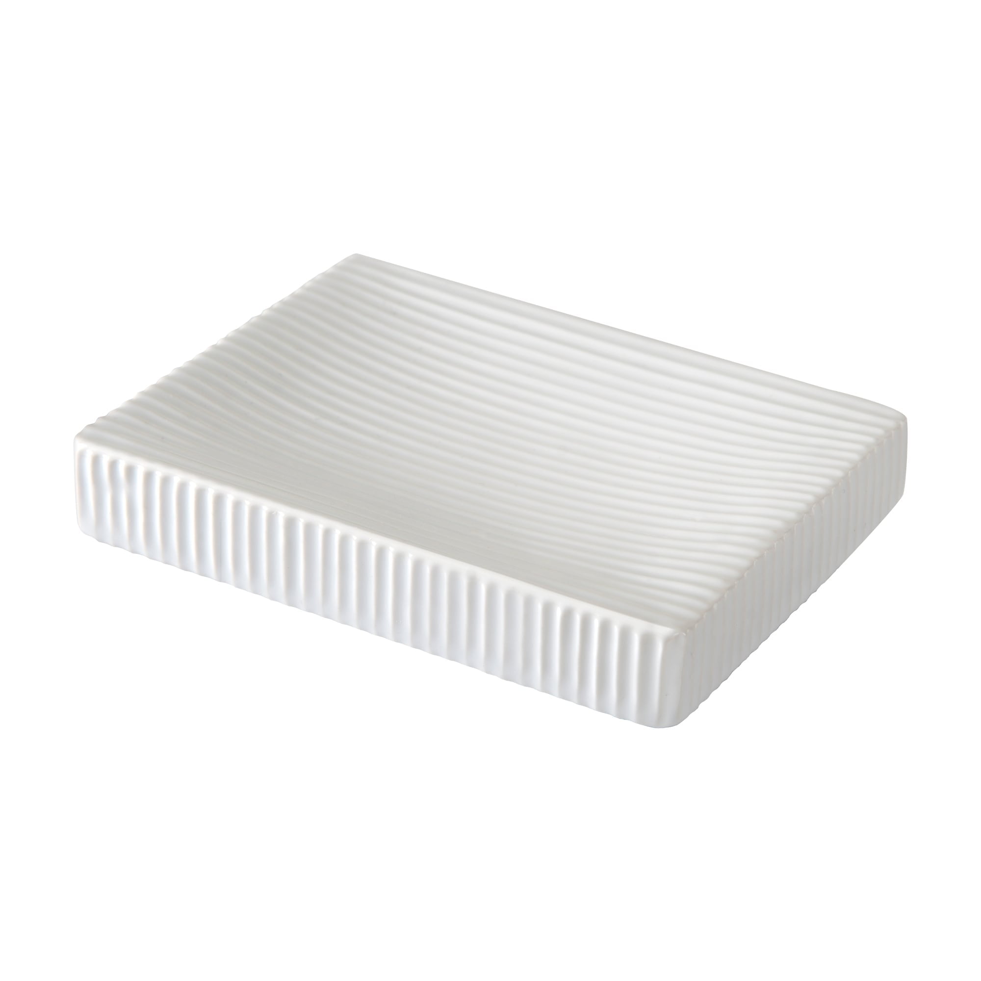 Hotelier White Ceramic Ribbed Soap Dish