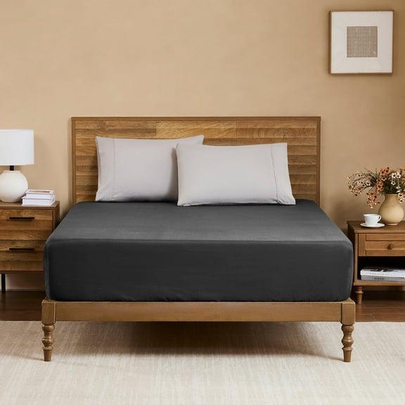 Hotella Queen Fitted Sheet, 100% Microfiber, 60"x80", Soft & Fade-Resistant, 14" Deep Pocket, Dark Gray