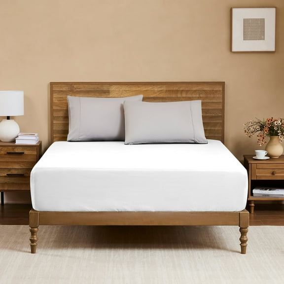 Hotella Queen Fitted Sheet, 100% Microfiber, 60"x80", Soft & Fade-Resistant, 14" Deep Pocket, White