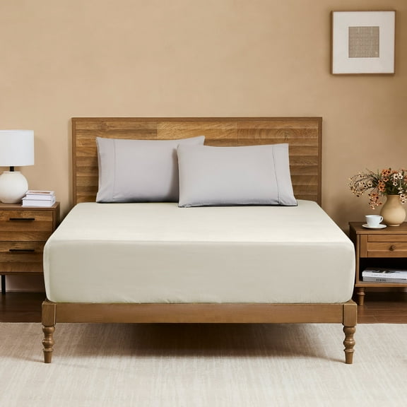 Hotella Twin Fitted Sheet, 100% Microfiber, Soft & Fade-Resistant, 14" Deep Pocket, 39x75", Beige, Ideal for Dorm Beds