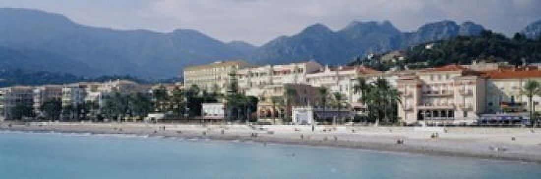 Hotels On The Beach Menton France Canvas Art - Panoramic Images (18 x 6)