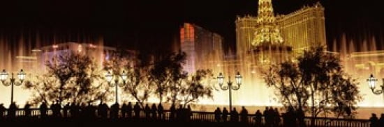 Hotels in a city lit up at night The Strip Las Vegas Nevada USA Canvas Art - Panoramic Images (36 x 12)