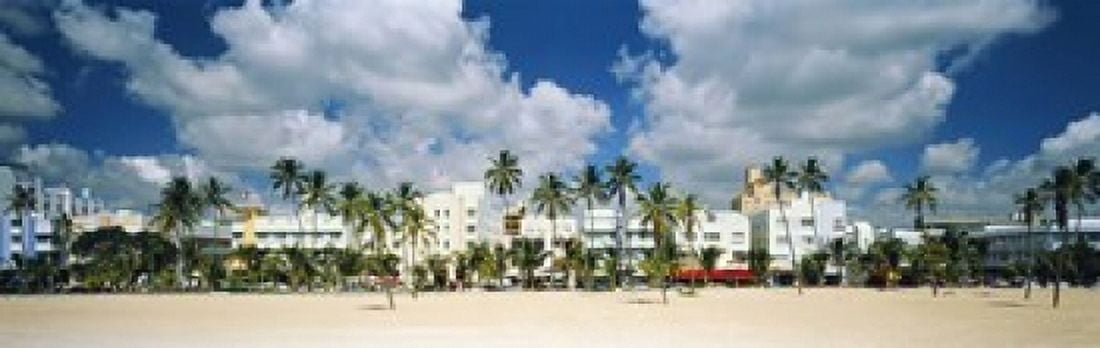 Hotels on the beach Art Deco Hotels Ocean Drive Miami Beach Florida USA Canvas Art - Panoramic Images (36 x 12)
