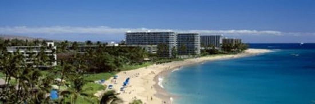 Hotels on the beach Kaanapali Beach Maui Hawaii USA Canvas Art - Panoramic Images (18 x 6)