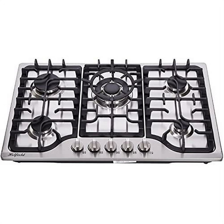 30 Inch Gas Cooktop with 6 Metal Knob, Dalxo 5 Italy Defendi Burner Gas  Stovetop, Food-grade Stainless Steel Built-In Gas Hob, NG/LPG Convertible  Gas
