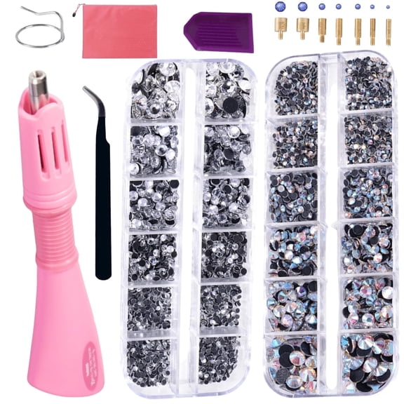 Hotfix Applicator Bedazzler Kit with Rhinestones,Hotfix Strass Rhinestones,Hot Fix Bedazzling Kit Crystals Rhinestone Applicator Tool for Clothing,strass termoadesivi,diamanti
