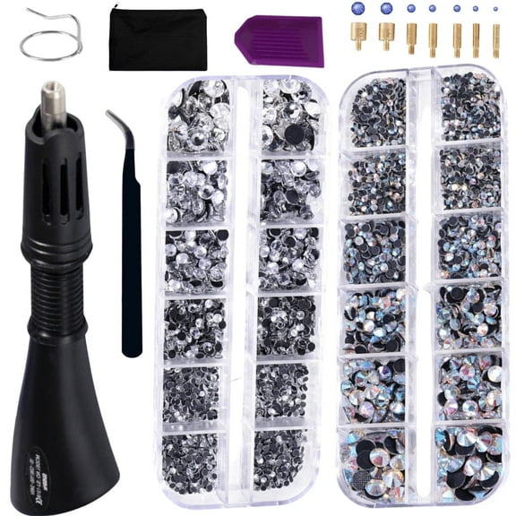 Hotfix Applicator Bedazzler Kit with Rhinestones,Hotfix Rhinestones,Hot Fix Bedazzling Kit Crystals Rhinestone Applicator Tool for Clothing, Clothes, Fabric, Shirt, Heat Pen Bedazzle Gems Setter